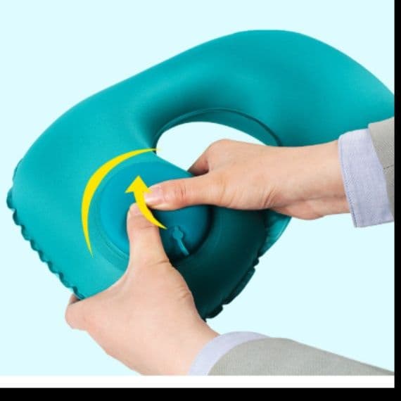 ネックピロー 手押しポンプ内蔵型折りたたみ携帯ネックピロー