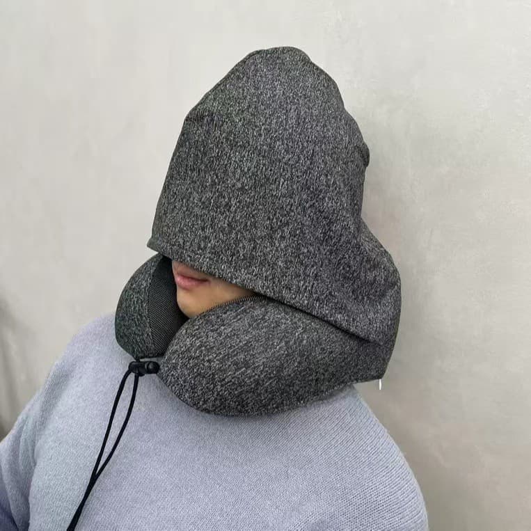 ネックピロー フード付きネックピロー 収納袋セット 耳栓付き